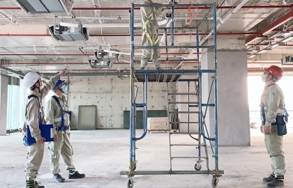 Tiến độ thi công Cơ Điện tại dự án Tòa nhà 16 Láng Hạ