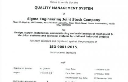Chứng chỉ ISO 9001:2015